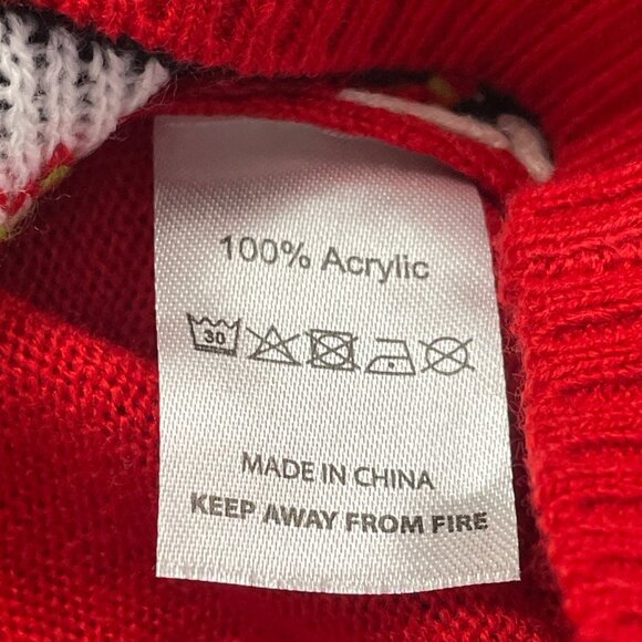 Off The Rack Mens Red & Green Acrylic Ugly Christmas Elf Sweater W/ Bells Sz M - Picture 7 of 8